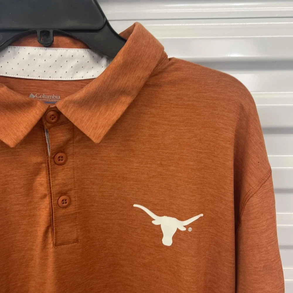 Texas Longhorns Polo Shirt Mens 2XL Burnt Orange NCAA Football Columbia Polo Top